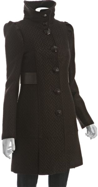 Mackage Cocoa Jacquard Wool Trixie Leather Detail Coat - Lyst