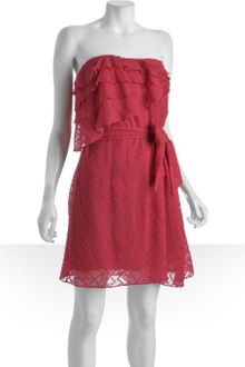 Mark + James By Badgley Mischka Hibiscus Silk-cotton Flocked Belted Strapless Dress - Lyst