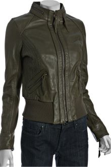 Michael by Michael Kors Duffle Leather Knit Top Stitch Zip-up Jacket - Lyst