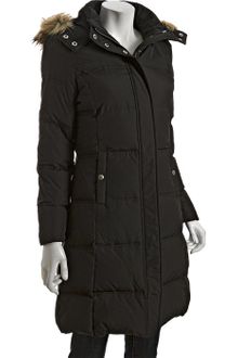 Michael by Michael Kors Black Quilted Faux Fur Trim Hooded Down Coat - Lyst