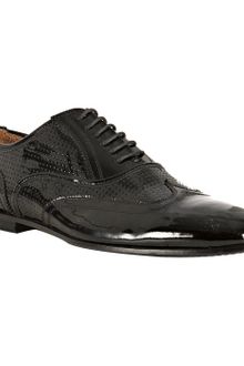 Neil Barrett Black Patent Leather Perforated Wingtip Oxfords - Lyst