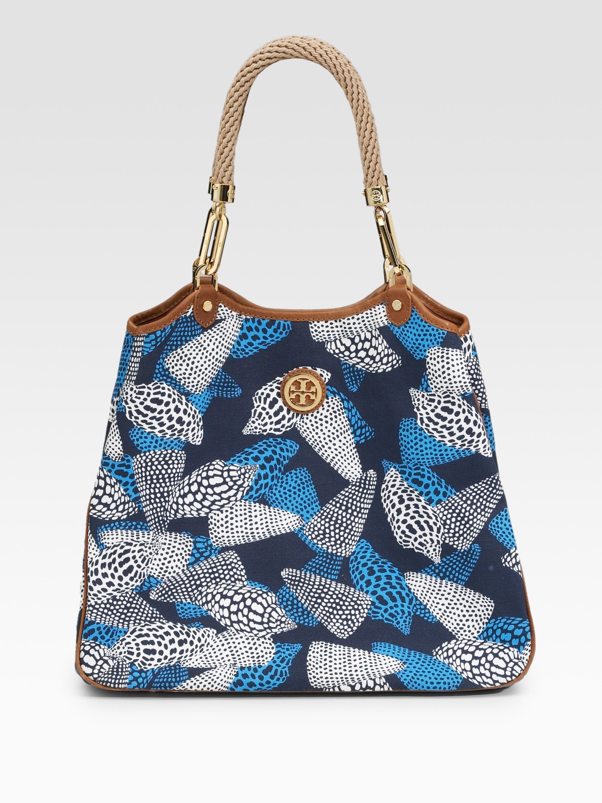 Tory Burch Channing Printed Canvas Tote in Blue | Lyst