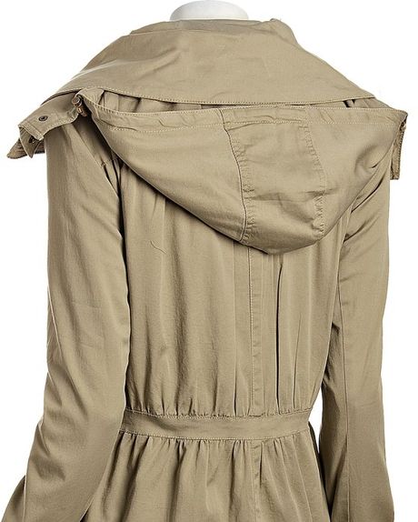 Miss Sixty Safari Khaki Stretch Cotton Hooded Cinched Waist Anorak In