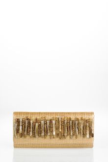 Oscar de la Renta Straw Embroidered Roll Clutch - Lyst