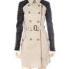 Burberry Prorsum Leather and Cotton Trench Coat in Beige - Lyst