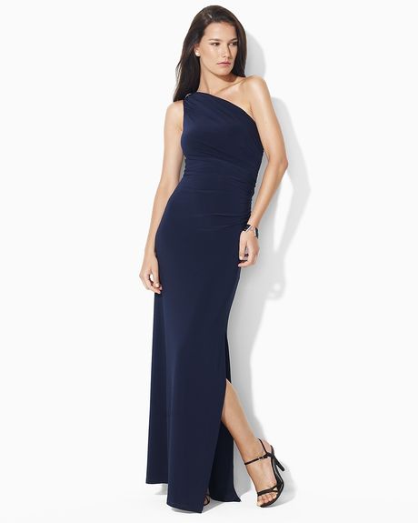Lauren By Ralph Lauren Dress Chana Oneshoulder Long Dress in Blue (Lighthouse Navy) - Lyst