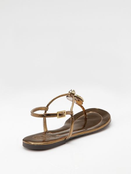 Tory Burch Falyn Metallic Leather Thong Sandals in Gold (bronze ...