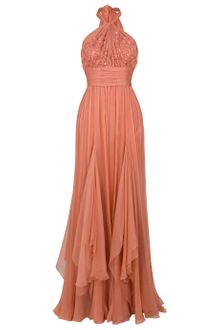 Eastland Chiffon Beaded Halter Gown - Lyst