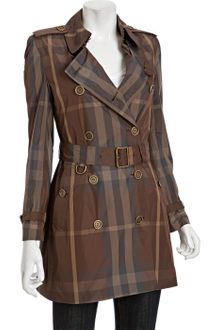 Burberry Brit Birch Grey Check Belted Trench Coat - Lyst