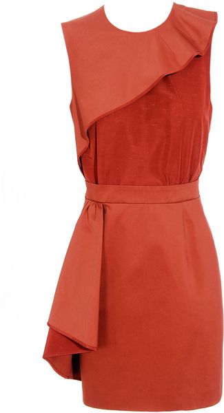 Carven Cotton Gabardine and Shantung Dress - Lyst