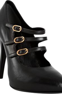 Dolce & Gabbana Black Leather Triple Mary Jane Platform Pumps - Lyst