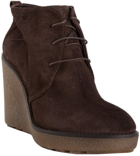 brown lace up wedges