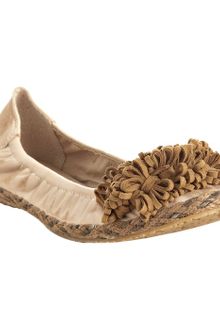Jeffrey Campbell Nude Leather Ruffley Flats - Lyst