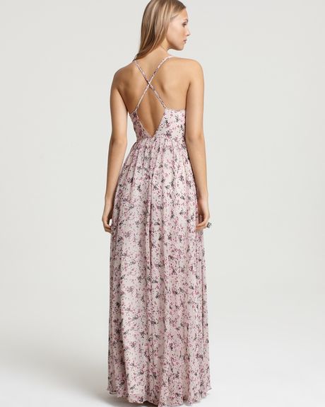 Guess Floral Pink Printed Maxi Dress in Pink