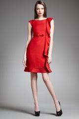 Valentino Belted Side-ruffle Dress
