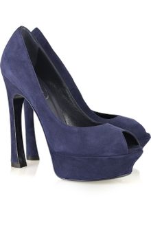 Yves Saint Laurent Palais Suede Peep-toe Pumps - Lyst