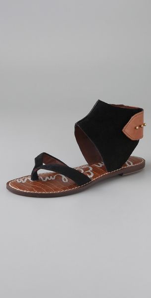 Sam Edelman Grady Ankle Cuff Thong Sandals in Black | Lyst