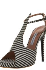 Tabitha Simmons Striped Silk T-strap Sandal