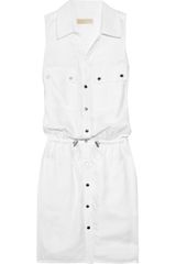 Michael by Michael Kors Sleeveless Twill Shirt Dress