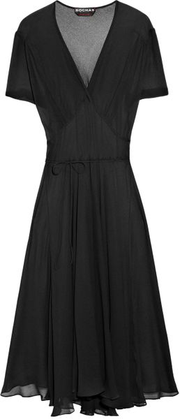 Rochas Silkgauze Dress in Black - Lyst