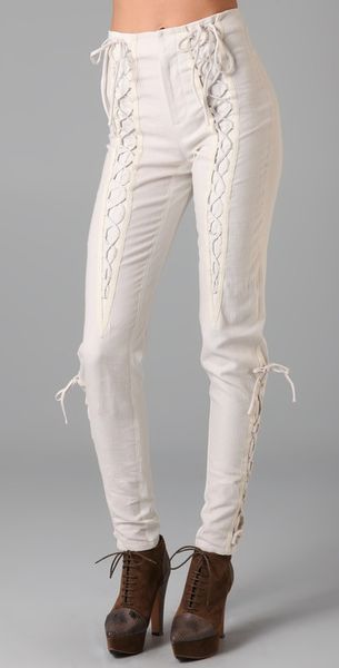 white lace trousers