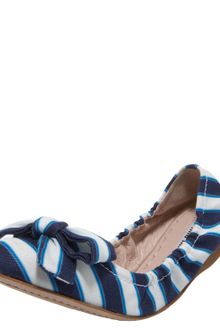 Miu Miu Striped Ballerina Flat with Bow - Lyst