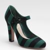 Prada Striped Mary Jane Pumps in Green - Lyst