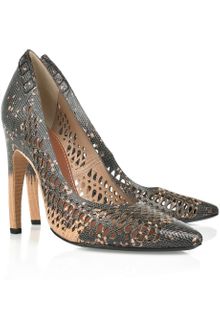 Proenza Schouler Perforated Lizard-effect Leather Pumps - Lyst