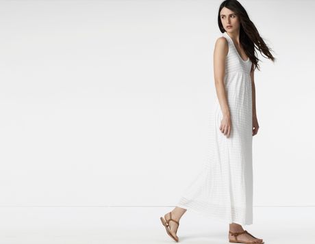 White Maxi Dress on Cotton Linen White Striped Maxi Tank Dress