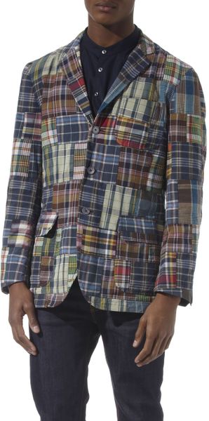 mens patchwork madras sport coat