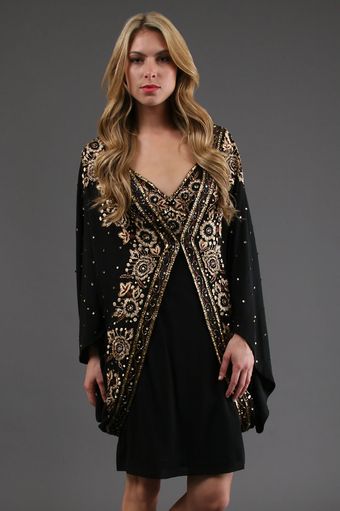 Sue Wong Embellished Cocoon Coat in Black 15% Off - Lyst