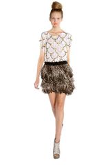 Alice + Olivia Kae Leopard Print Feather Skirt