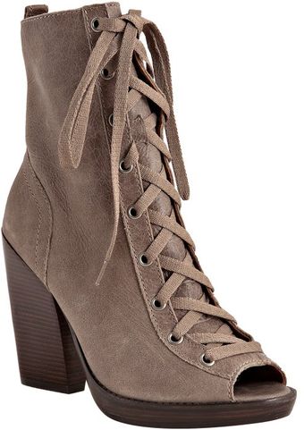  Taupe Leather Angie Peep Toe Lace-up Booties 