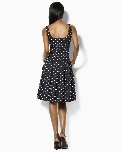 Lauren By Ralph Lauren Denise Polka Dot Sleeveless Dress In Black Lyst 2632