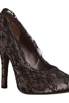 Dolce & Gabbana Grey Satin and Chantilly Lace Pumps - Lyst