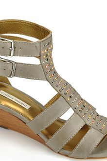 Cynthia Vincent Leavitt - Grey Leather Studded Gladiator Sandal - Lyst
