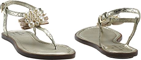 ... Spade Hedy - Platinum Embellished Flat Sandal in Gold (pearl) | Lyst