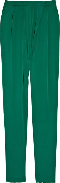 Gucci Wrapfront Stretchsilk Pants in Green (emerald) - Lyst