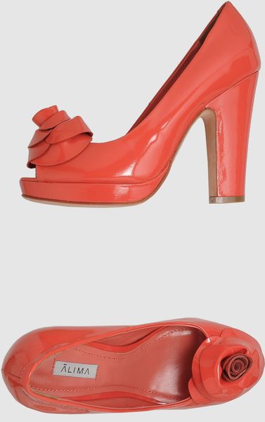 Alima Pumps with Open Toe in Orange (coral) - Lyst