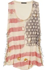 Balmain Flag-print Silk Tank