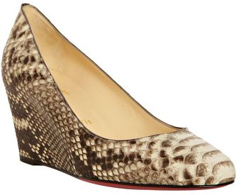 Christian Louboutin Stone Python Peanut 70 Wedges - Lyst