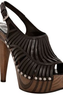 Dior Black Strappy Leather Temptation Slingback Clogs - Lyst