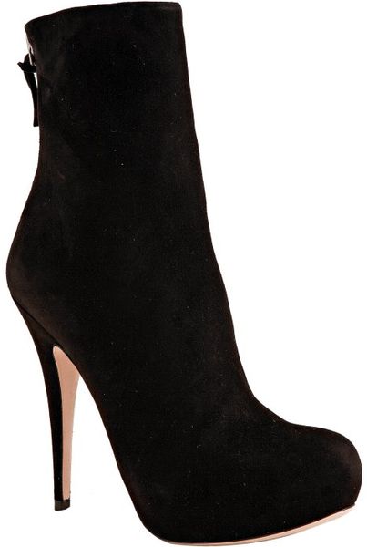Miu Miu Black Suede Zip Back Ankle Boots in Black - Lyst