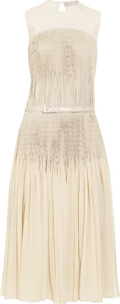 Preen Gatsby Pleated Silkgeorgette Dress in Beige (cream) - Lyst