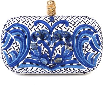  Embroidered Of Pearls and Stones Canvas Clutch 