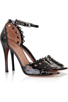 Alaïa Patent-leather Cutout Sandals - Lyst