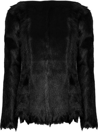 Halston Fringed Goat Shearling Top - Lyst