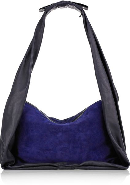 Halston Allen Leather and Suede Hobo Bag in Blue Halston Allen Leather and Suede Hobo Bag in Blue