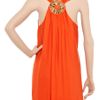 Milly Embellished Silk Trapeze Dress in Orange - Lyst