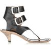Sigerson Morrison Doublebuckle Asymmetric Leather Sandals in Black - Lyst